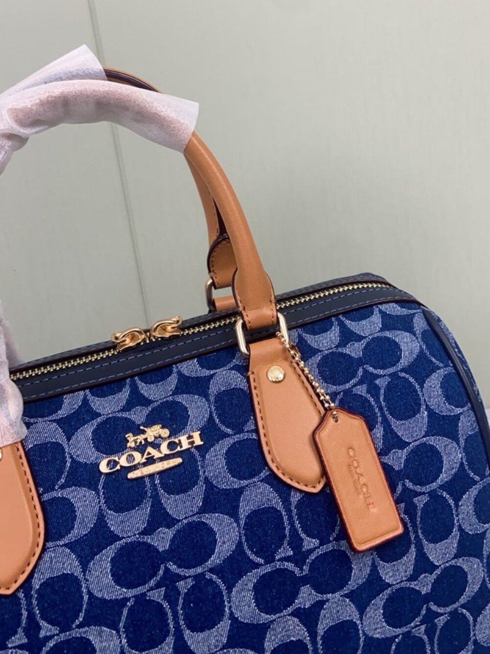Coach Rowan Large Satchel Bag In Signature Denim Canvas - Picture 5 of 9